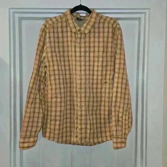 REI Co-op Vented Hiking Shirt Plaid Long Sleeve Button Down Brown Size Large - Picture 1 of 10